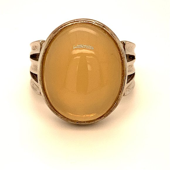 Cats Eye Moonstone 20.10ct Platinum Silver Ring